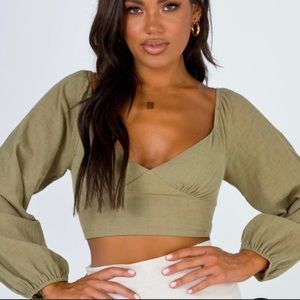 Princess polly khaki tie back top